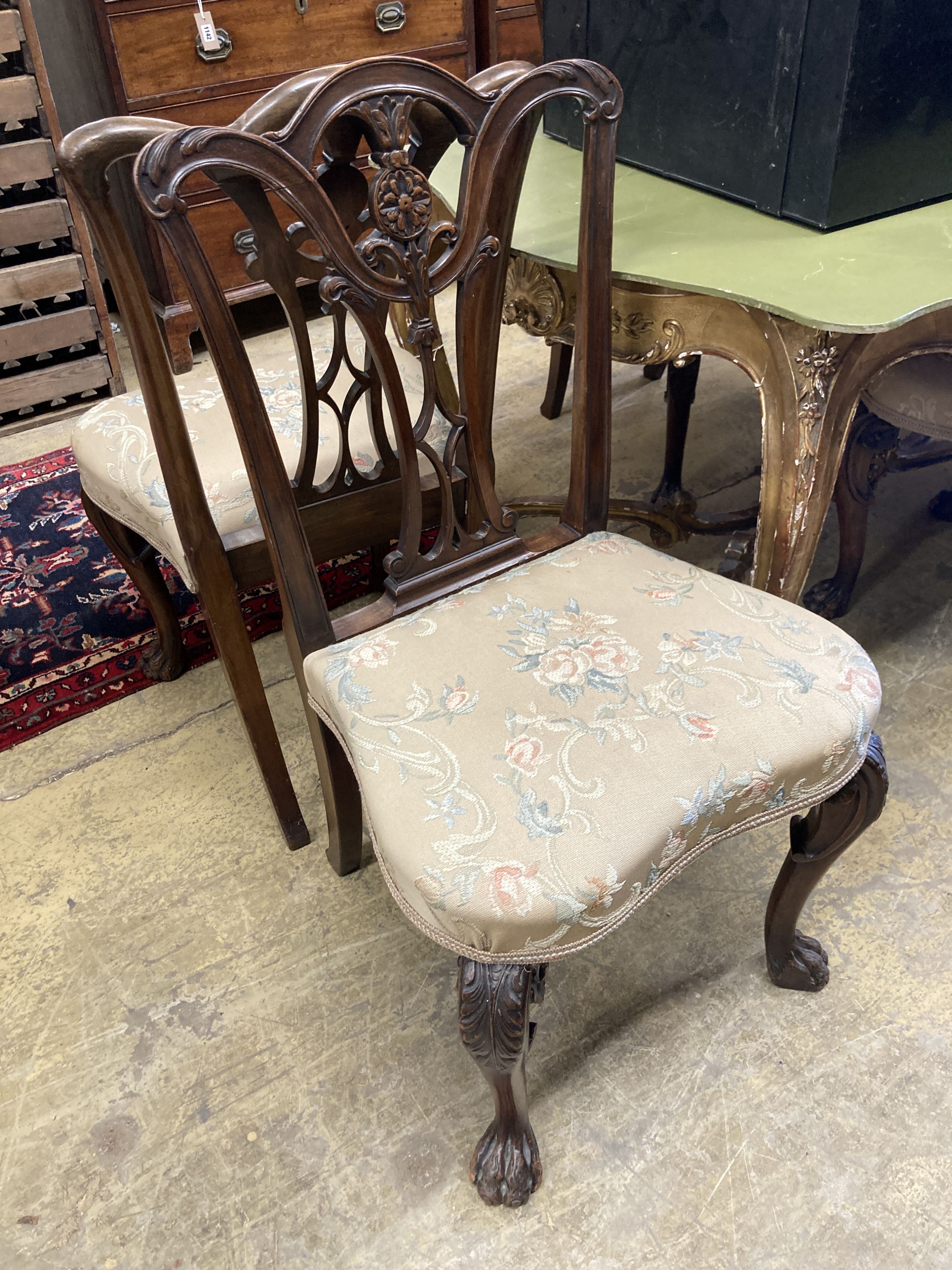 A set of six George III style mahogany dining chairs (two with arms)